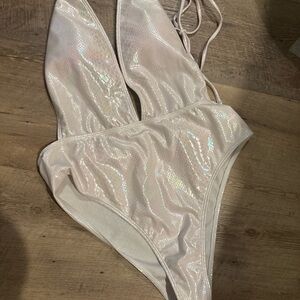 Shimmering White One-Piece Swimsuit